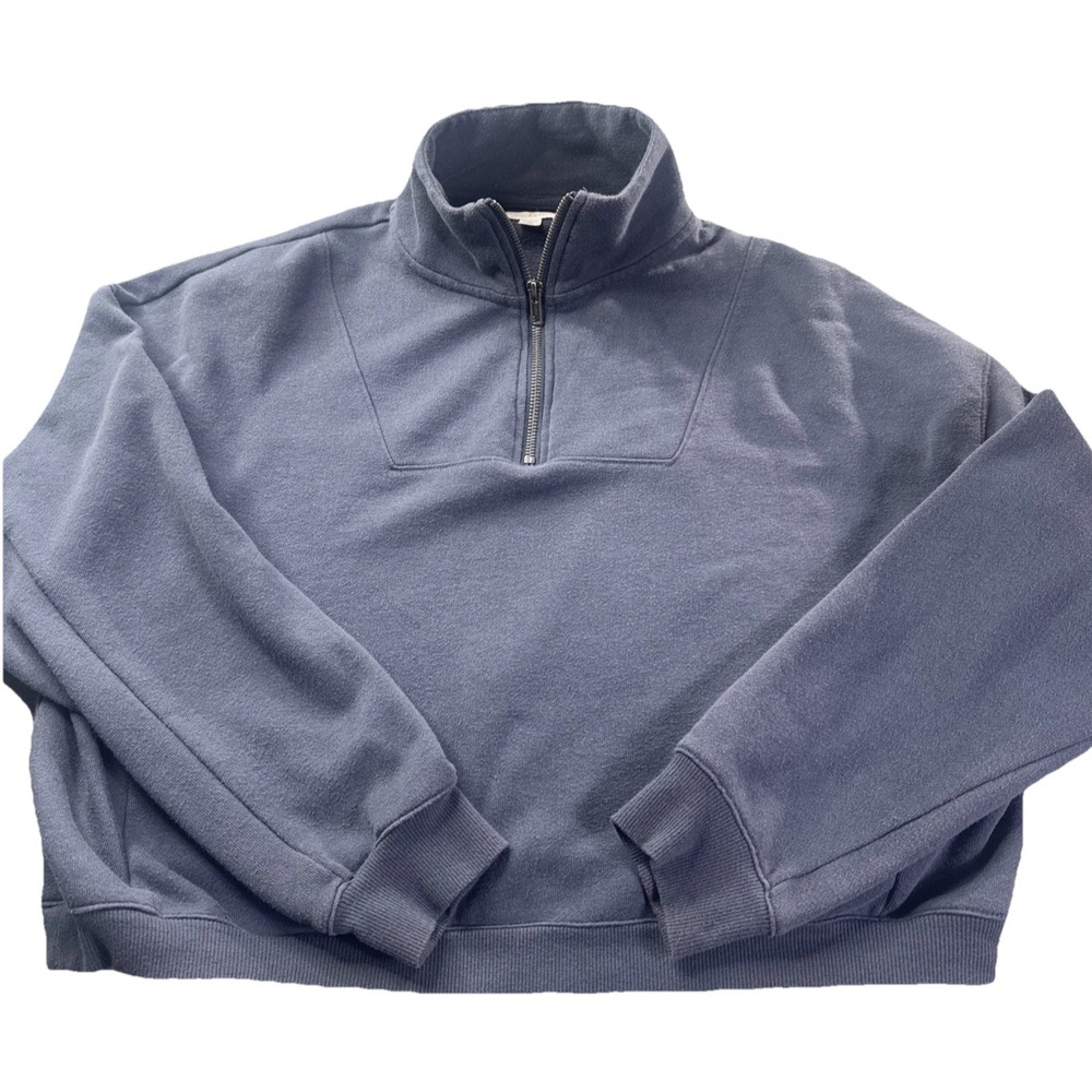 Colsie Cropped Boxy Mock Neck 1/4 zip Sweatshirt Womens S Yoga Comfort Core
